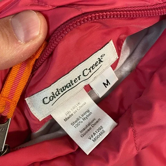 Coldwater Creek Reversible Puffer Vest Orange Pink Goose Down Womens Medium - Picture 6 of 7